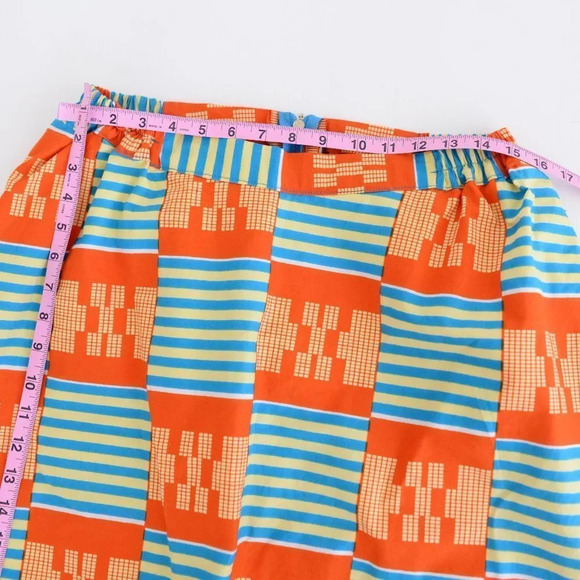 Handmade Orange and Blue Matching Peplum Sleeve  Shirt & Pencil Skirt Set - Picture 11 of 16